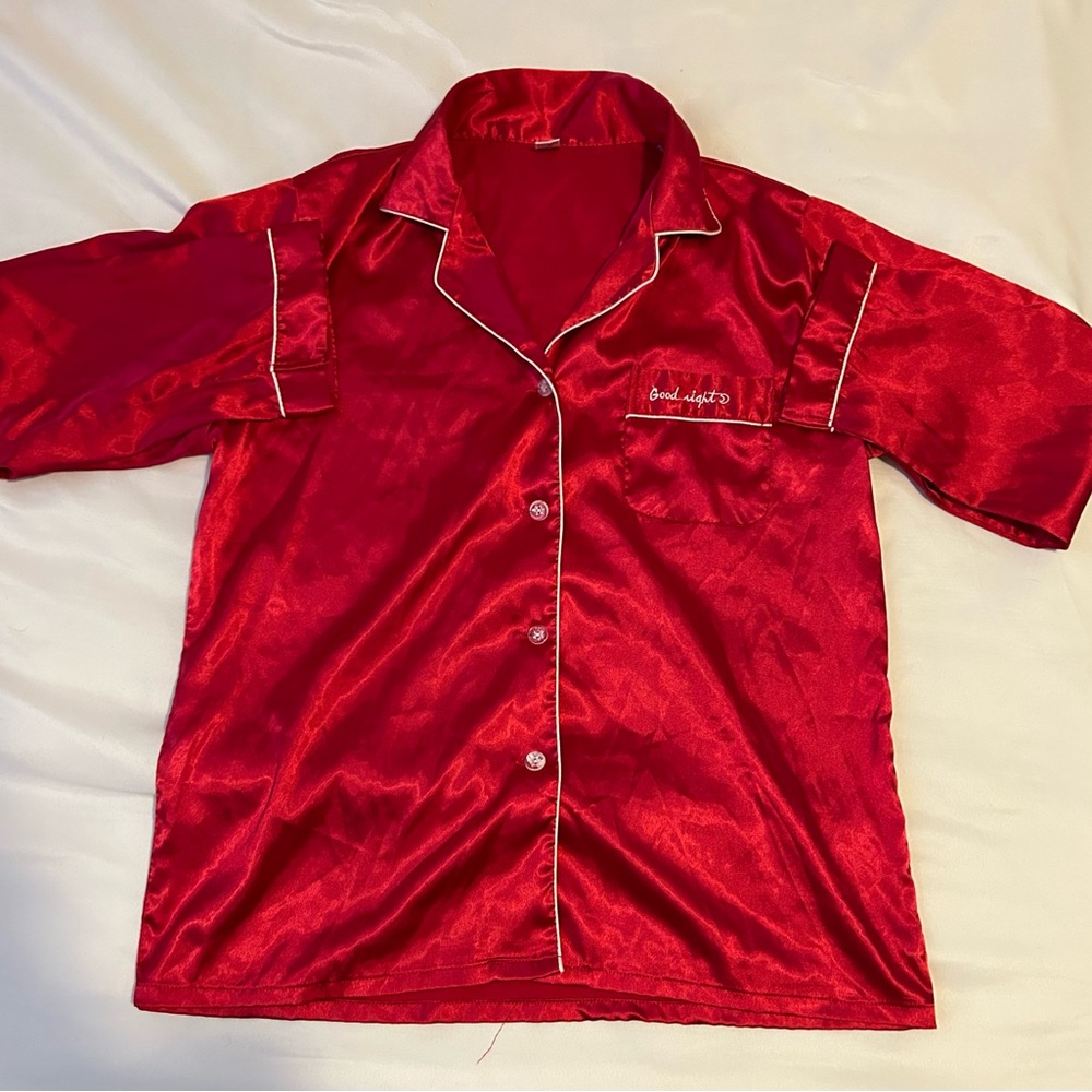 Red Silk Pajama Set